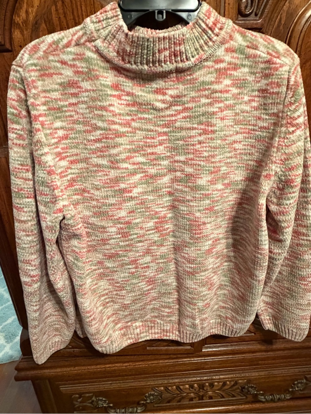 Alfred Dunner Pink & Cream Marled Cowl Neck Sweater